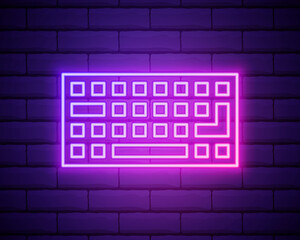 Keyboard neon icon. Simple thin line, outline vector of computer parts icons for ui and ux, website or mobile application