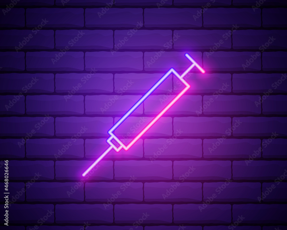 Poster syringe neon icon. elements of sciense set. simple icon for websites, web design, mobile app, info g