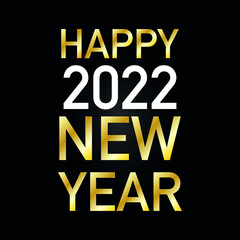inscription happy 2022 new year in gold color
