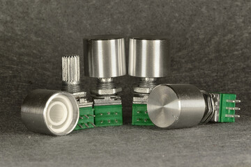 Variable resistors (potentiometers) with knobs