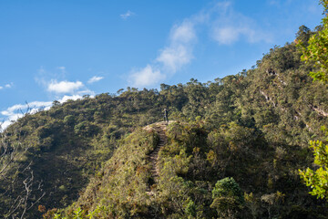 Fototapeta na wymiar Hike to Paramo de Guacheneque, birthplace of the Bogota River. at Villapinzón, Cundinamarca, Colombia