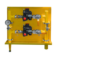 control cabinet with gas control and monitoring devices isolated on white background