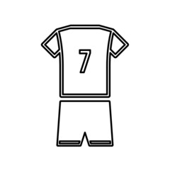 7 number soccer jersey icon isolated on white background. Sports apparel symbol modern, simple, vector, icon for website design, mobile app, ui. Vector illustration