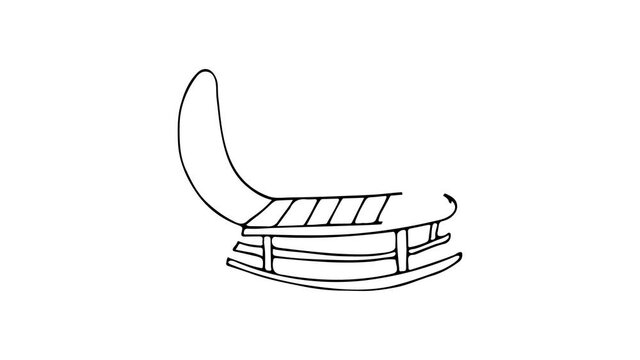 Doodle animation of winter sled. Drawing video of winter sled. Winter sled doodle animation