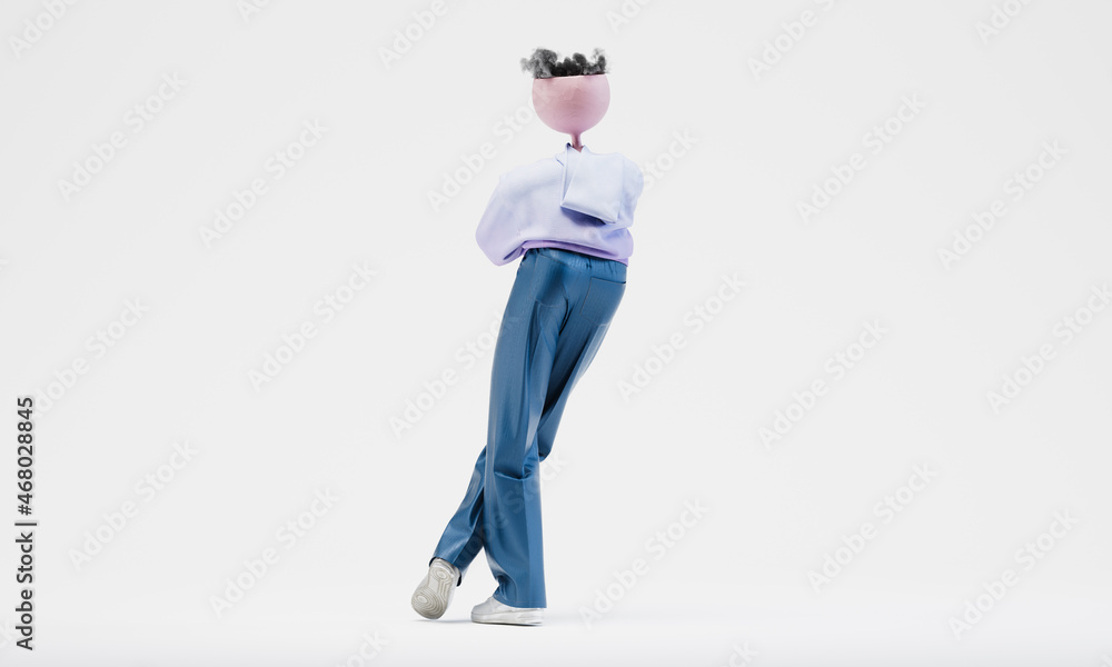 Poster awesome travor stands leaning against empty space. showcase for your design. highly detailed fashion