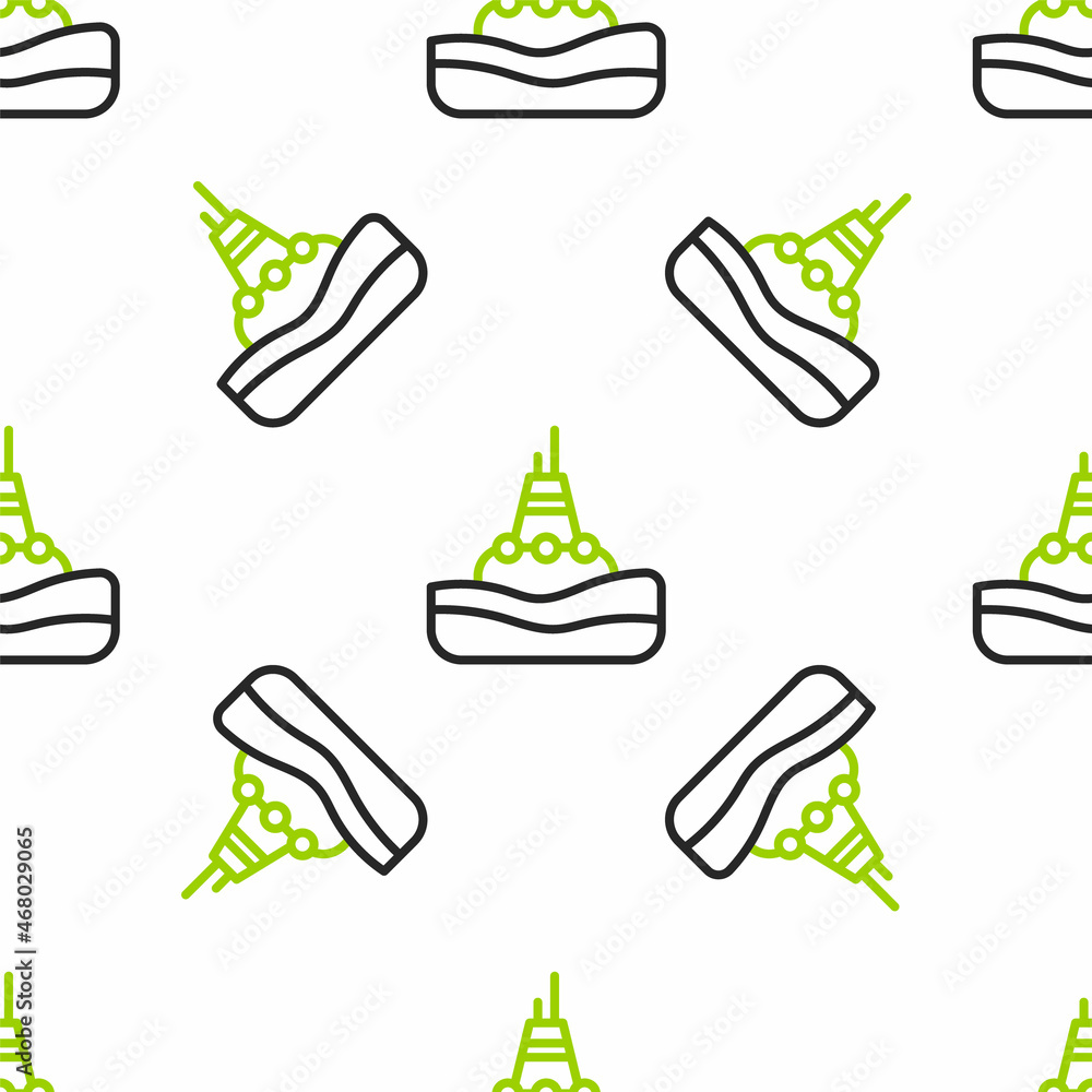 Poster line floating buoy on the sea icon isolated seamless pattern on white background. vector