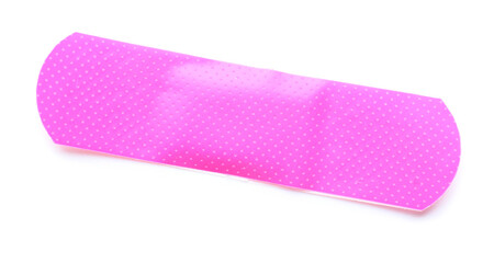 Purple medical plaster on white background