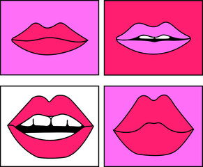 Vector Illustration of Singular Mouths, Lips, Girly Design, Cut Files for clothes, mugs, vinyls and others
