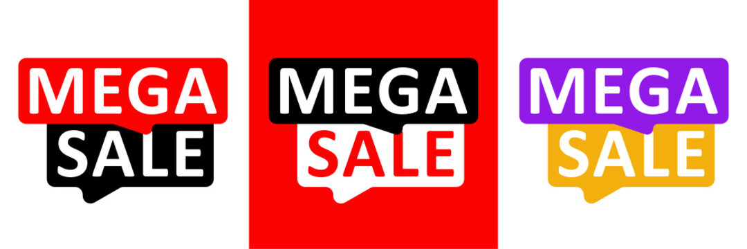 Mega Sale templates in various colors. Vector
