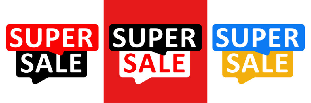 Super Sale templates in various colors. Vector