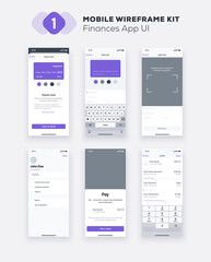 Mobile app UI, UX design kit. Business web site or mobile template. Responsive GUI layout.