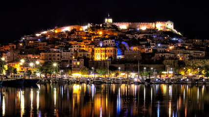 Fototapeta na wymiar Old city of Kavala, Greece at night