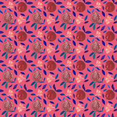 Rosy color hand drowing seamless pattern for  wallpaper, fabric, clothing, design interior, background, kitchen, bed linen, dress, clothes, packaging and cover