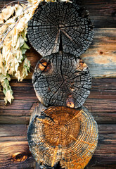 Log old wall of the bathhouse