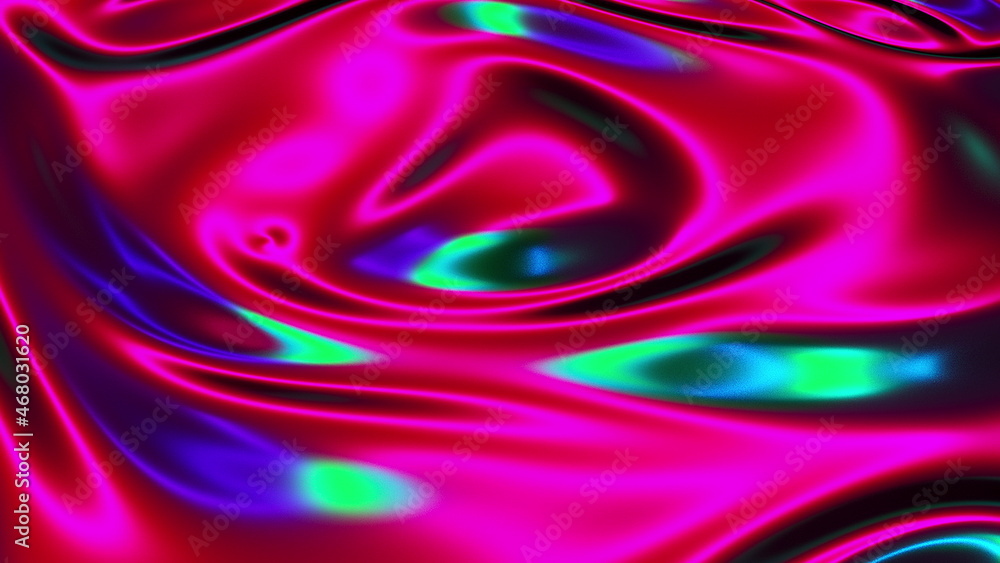 Poster computer generated realistic background of weaving iridescent fabric, 3d rendering background