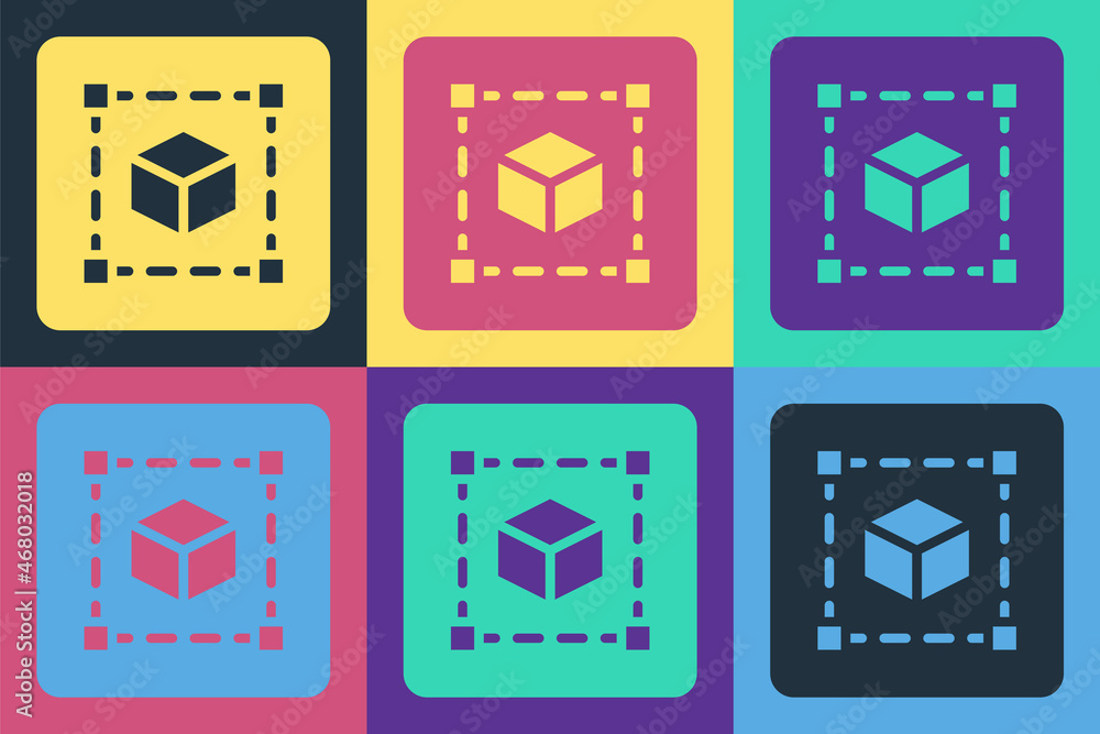 Aufkleber pop art geometric figure cube icon isolated on color background. abstract shape. geometric ornament.