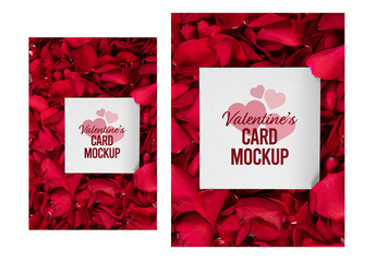 Valentines Card Surrounded by Petals Mockup