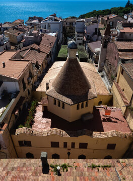 Aerial view of Church, San Felice Circeo, Latina, Lazio, Italy