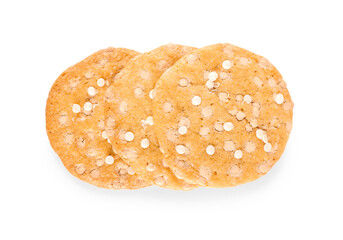 Tasty homemade chocolate cookies on white background