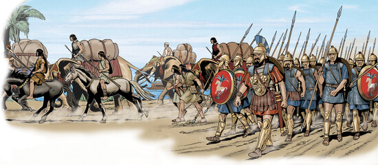 Ancient Carthage - Carthaginians marching to Spain - obrazy, fototapety, plakaty