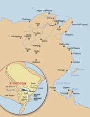 Map with the territory of ancient Carthage