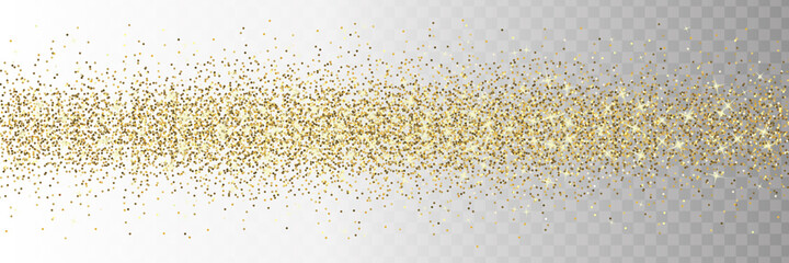 Gold glitter. Vector shine border on transparent background. Design element for cards, invitations, posters and banners