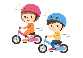 自転車に乗る2人の子供