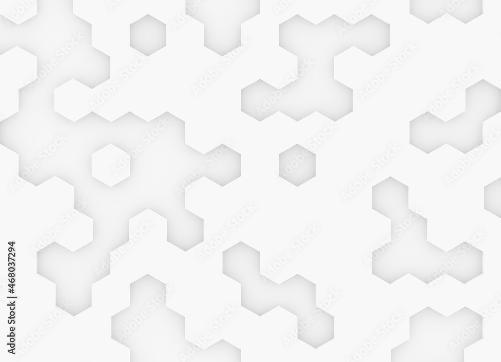 Poster modern minimal white random honeycomb hexagon geometrical pattern background inset template flat lay