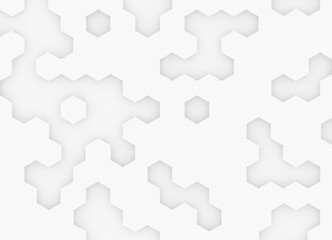 Modern minimal white random honeycomb hexagon geometrical pattern background inset template flat lay top view from above