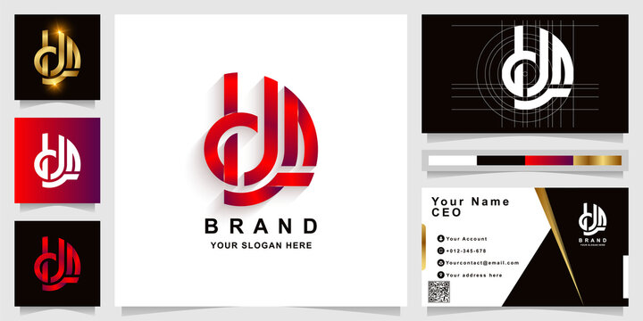 Letter LDA or DJA monogram logo template with business card design