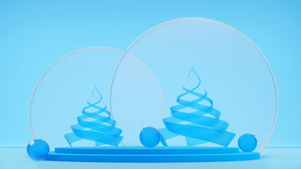 Christmas, New Year 3d render blue wallpaper