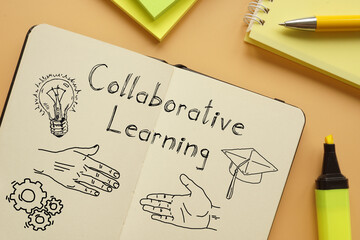 Collaborative learning is shown on the business photo using the text