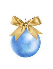 Watercolor Christmas Ball Ornaments, Decoration Hand Painted, Illustration Set, isolated on white background