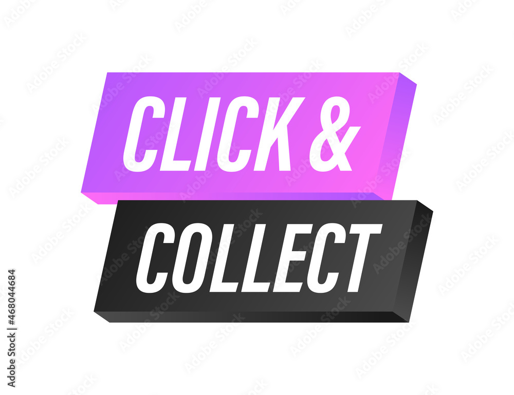 Aufkleber megaphone click and collect banner. flat style. website vector icon. vector stock illustration