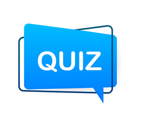 Megaphone banner - Quiz label. Vector stock illustration