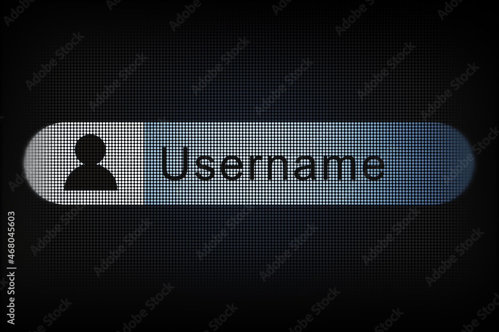 Poster Abstract username bar on dark background. Data and information concept. 3D Rendering.
