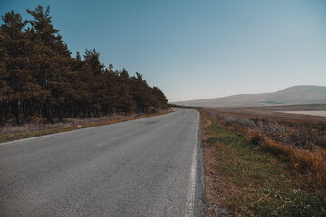 Beautiful road in the forest and mountains.