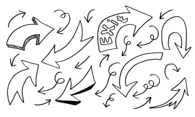 Obraz premium doodle design elements. hand drawn arrows isolated on white background. Vector illustration.