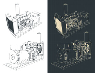 Diesel generator drawings - obrazy, fototapety, plakaty