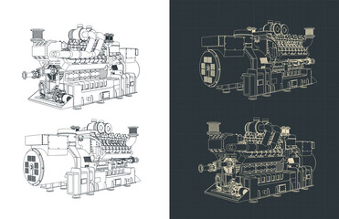 Industrial gas engine drawings