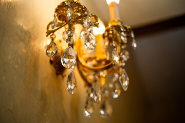 Expensive exquisite crystal chandelier in Victorian style indoor