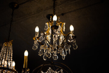 Expensive exquisite crystal chandelier in Victorian style indoor