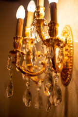 Expensive exquisite crystal chandelier in Victorian style indoor