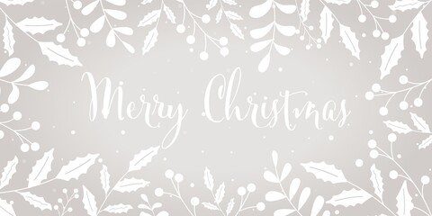 Winter snowflake greeting banner with gray background. Merry Christmas invitation design card. Wintertime paper poster template for christmas holiday. Vector illustration