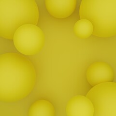 Abstract 3d sphere shape yellow background. Trendy banner or poster design. 3D sphere shape yellow