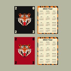 year of the tiger. calendar with tiger. new year calendar 2022