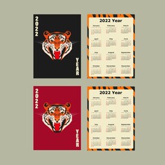 year of the tiger. calendar with tiger. new year calendar 2022