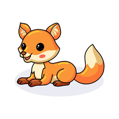 Cute little fox cartoon lying down