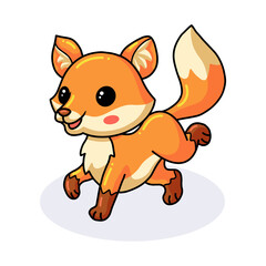 Cute little fox cartoon walking