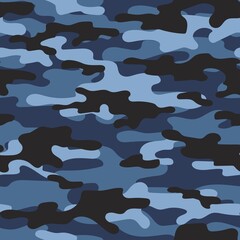 army blue camouflage. vector print for clothes or print. seamless pattern	